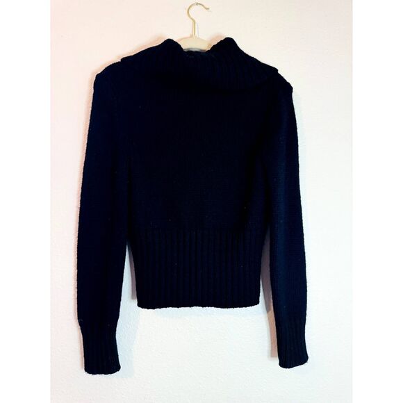 Banana Republic Crop Length 100% Wool Thick Knit Turtleneck Cardigan Sweater - Picture 3 of 4